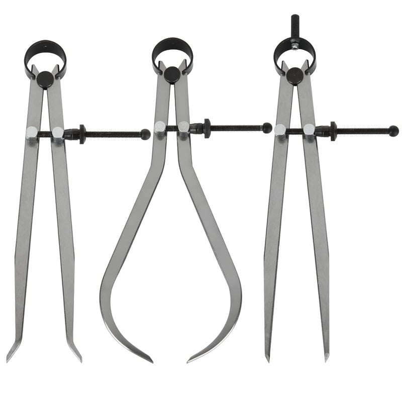 DAJAVE 3 Piece Spring Caliper/Divider Set, 8 inches Inside Spring Outside Divider Caliper Set, Calipers Measuring Tool for Wood Turning Lathe Projects - Image 1