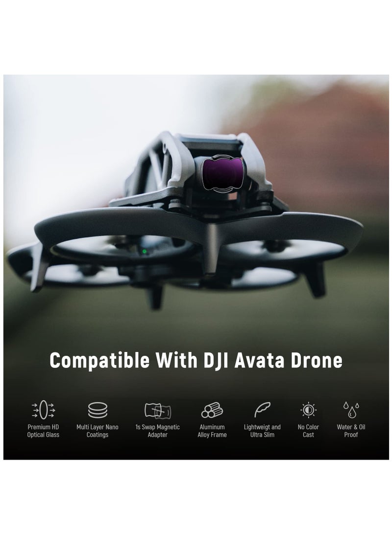 4 PCS Magnetic ND Filter Set for DJI Avata Pro Mini Drone - HD Multi-Layer Coated Neutral Density Filters (ND8, ND16, ND32, ND64) with Durable Aluminum Alloy Frame. - Image 2