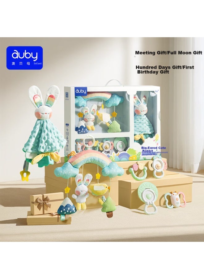 Auby Newborn Baby Gift Box Practical Infant Toy Crib Hanging Rattle Teether Cute Rabbit Soothing Towel Doll Full Moon Gift - Image 1
