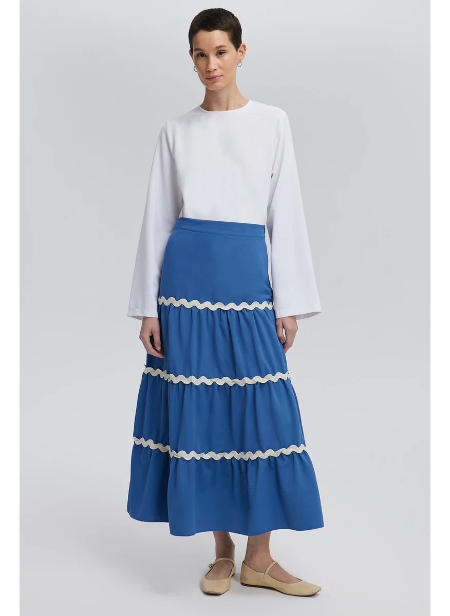 Touche Flounce Skirt with Stripe Detail