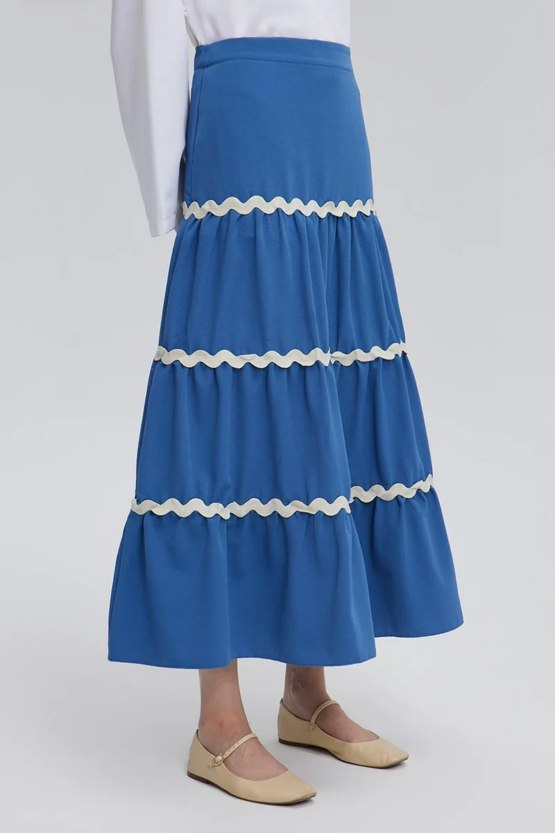 Touche Flounce Skirt with Stripe Detail