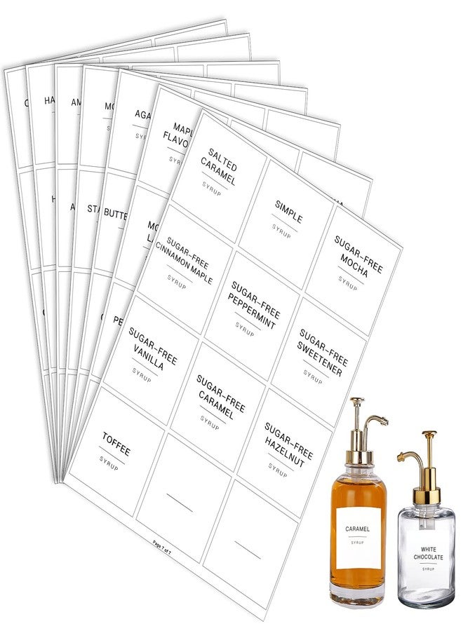 Sliverdew 84 Pieces Pantry Labels, Self-Adhesive Labels for Food Containers, Minimalist Waterproof Kitchen Food Labels Preprinted Jar Labels for Storage Bins Coffee Station Syrup Dispenser Labels Blank Labels - Image 1