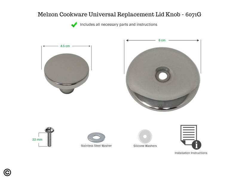 Melzon Cookware Universal Replacement Lid Knob – Stainless Steel, Rust Free Kitchen Pot Lid Handle, Gloss Finish - Image 2