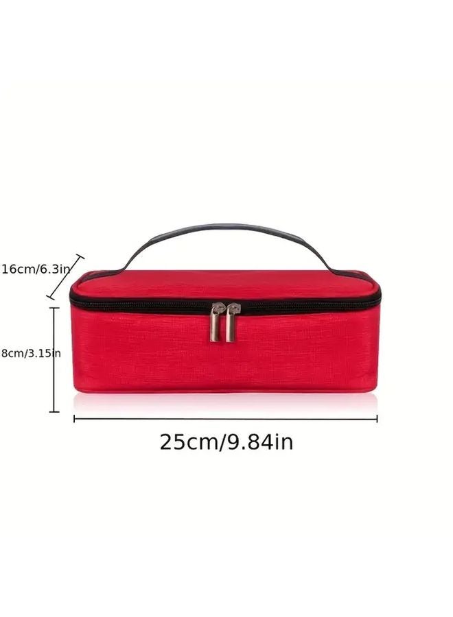 Red Insulated Lunch Bag Thermal Tote for Students Office Workers Portable Oxford Fabric - Image 5