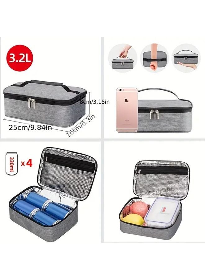 Red Insulated Lunch Bag Thermal Tote for Students Office Workers Portable Oxford Fabric - Image 4
