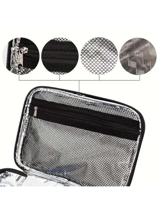 Red Insulated Lunch Bag Thermal Tote for Students Office Workers Portable Oxford Fabric - Image 3