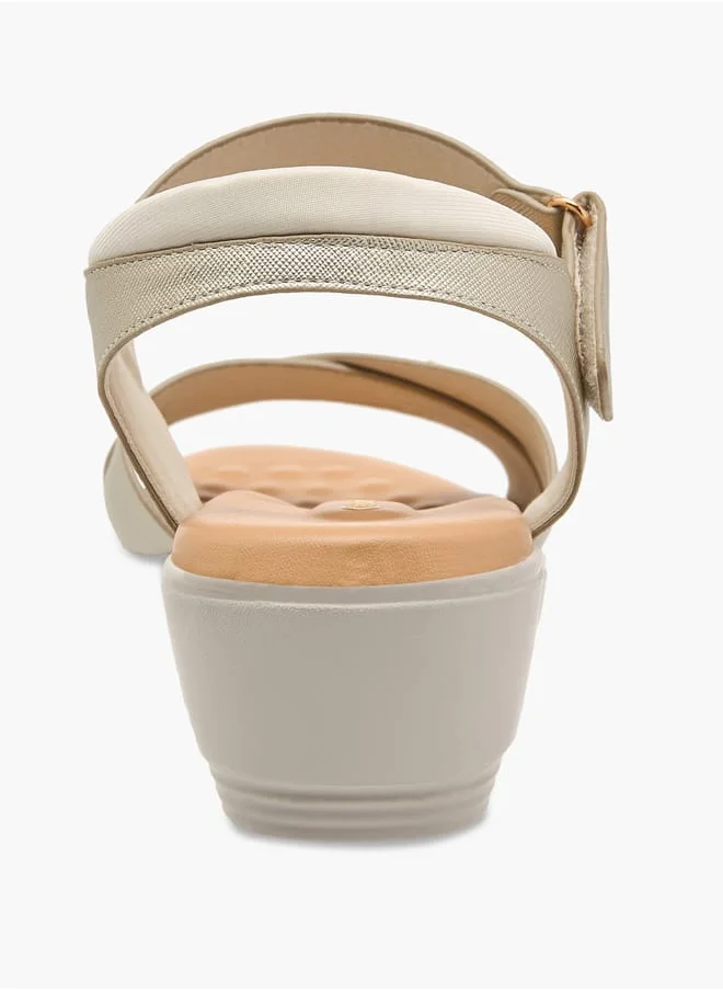 Le Confort Women Textured Cross Strap Sandals with Hook and Loop Closure