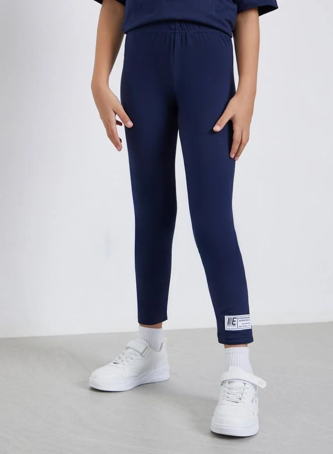 Styli Styli Teens Navy Cotton Oversized T-Shirt and Legging Set