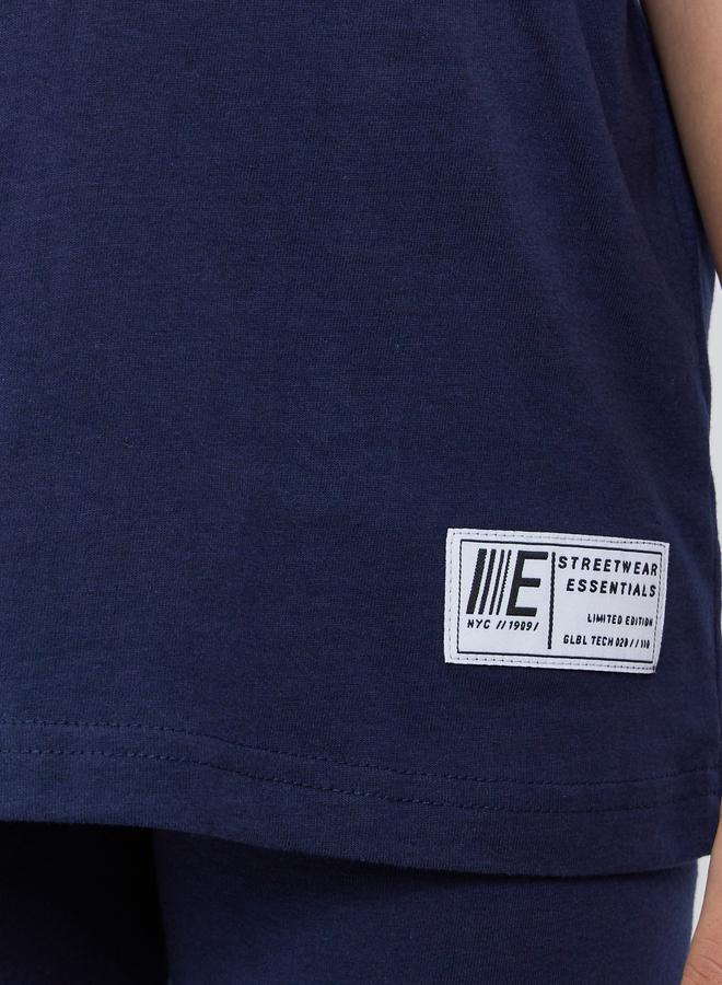 Styli Teens Navy Cotton Oversized T-Shirt and Legging Set - Image 3