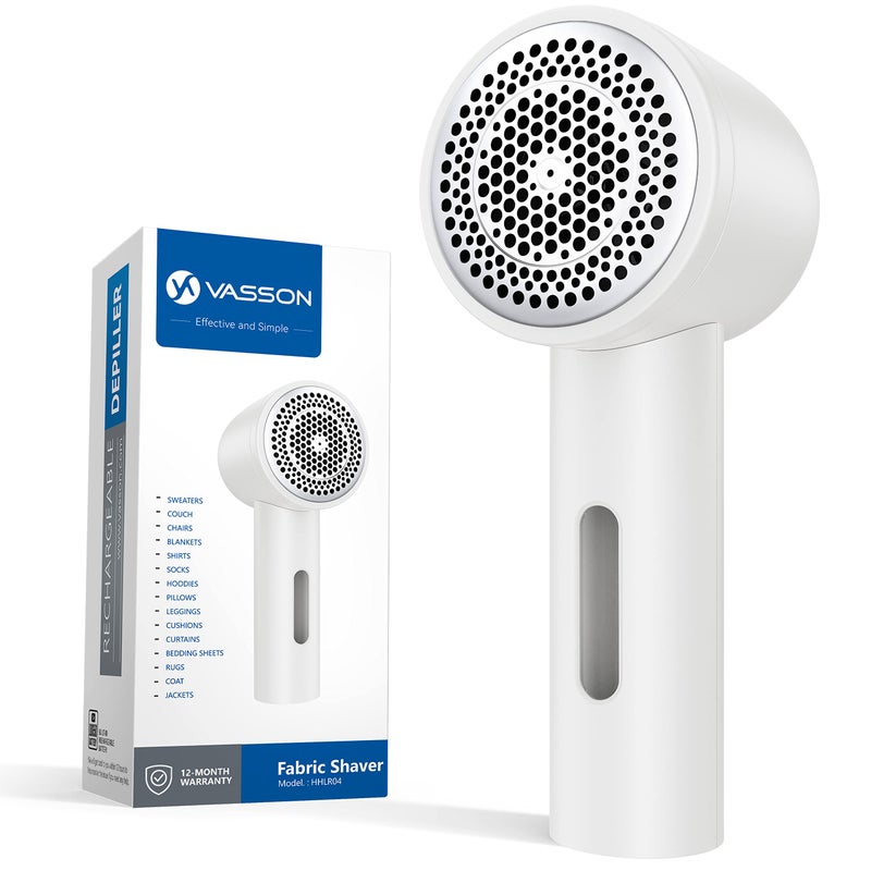 VASSON VASSON Fabric Shaver Electric Lint Remover Rechargeable Lint Shaver Sweater Shavers to Remove Pilling Sweater Defuzzer Depillers for Clothes Furniture Ivory White