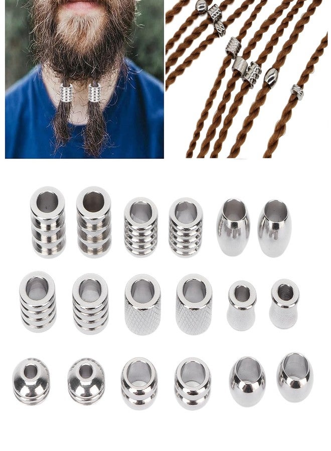 Betued 18pcs Hair Beard Beads, Braiding Beads, Stainless Steel Dread Beads, Viking Jewelry for Men,Beads for Hair Viking Hair Beads to Fit Your Beard and Braid Hair for Men and Women - Image 1