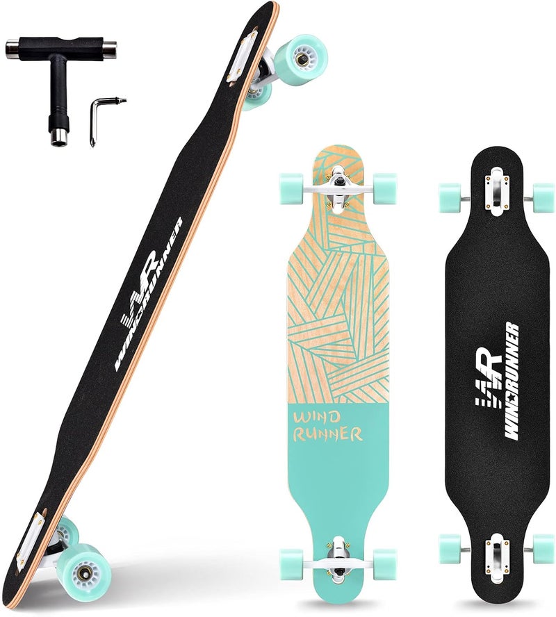 Windrunner 41inch Freeride Longboard Skateboard,8-Ply Natural Maple Drop Through Freestyle Complete Skateboard Cruiser Pintail for Cruising,Carving,Free-Style and Downhill with T-Tool - Image 1