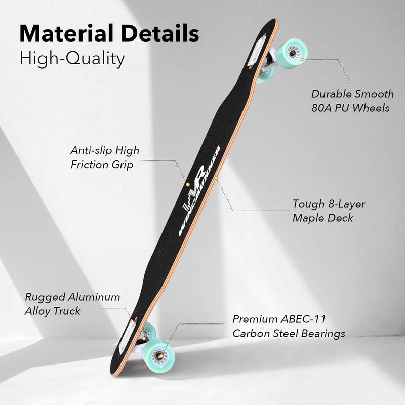 Windrunner 41inch Freeride Longboard Skateboard,8-Ply Natural Maple Drop Through Freestyle Complete Skateboard Cruiser Pintail for Cruising,Carving,Free-Style and Downhill with T-Tool - Image 5