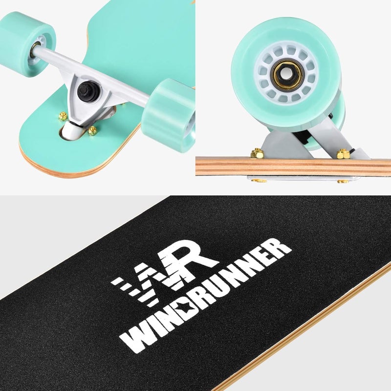 Windrunner 41inch Freeride Longboard Skateboard,8-Ply Natural Maple Drop Through Freestyle Complete Skateboard Cruiser Pintail for Cruising,Carving,Free-Style and Downhill with T-Tool - Image 4