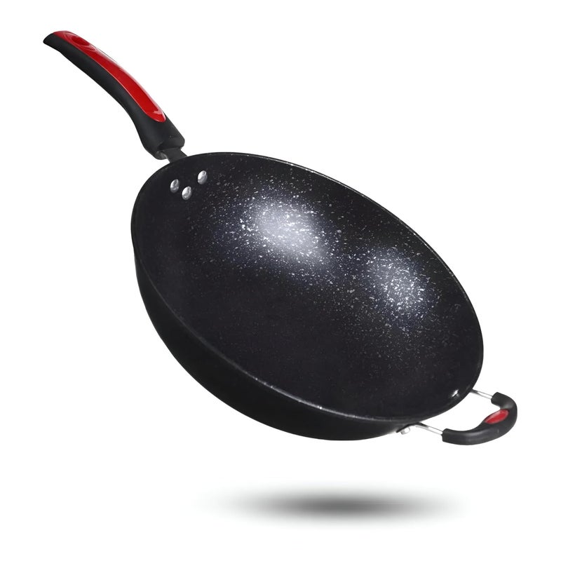 Frying Pan - Large jumbo wok designed for stir-fry, frying cutlets, grilling sausages, and versatile cooking, crafted for daily family meals and indispensable household kitchen needs - Image 1
