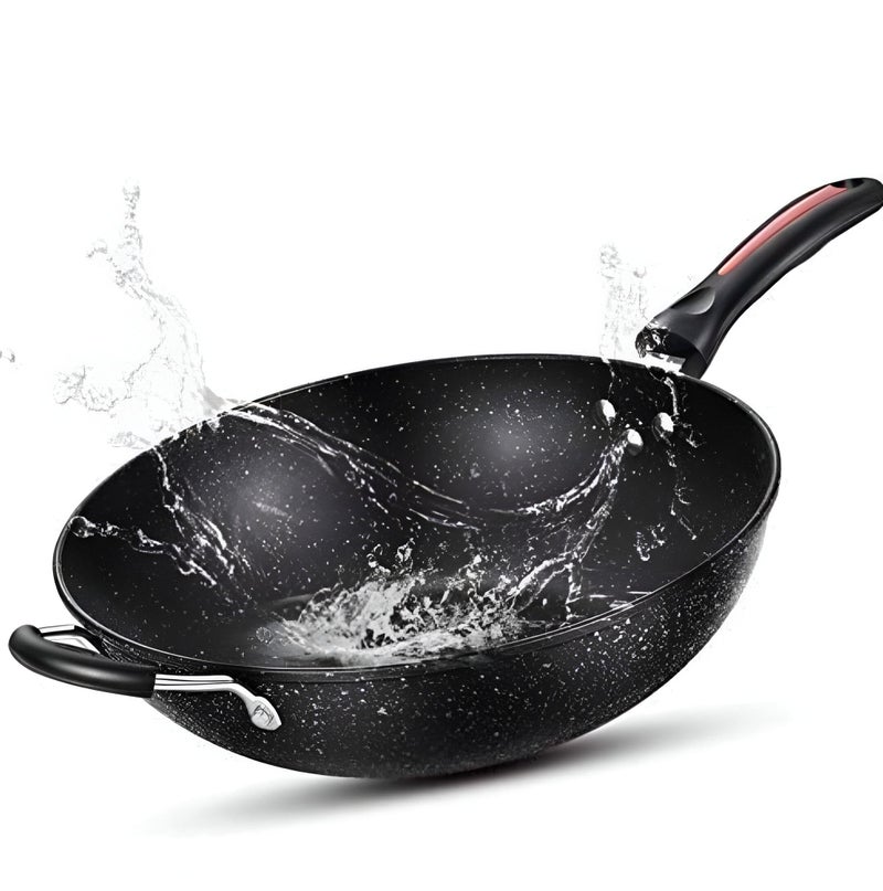 Frying Pan - Large jumbo wok designed for stir-fry, frying cutlets, grilling sausages, and versatile cooking, crafted for daily family meals and indispensable household kitchen needs - Image 2