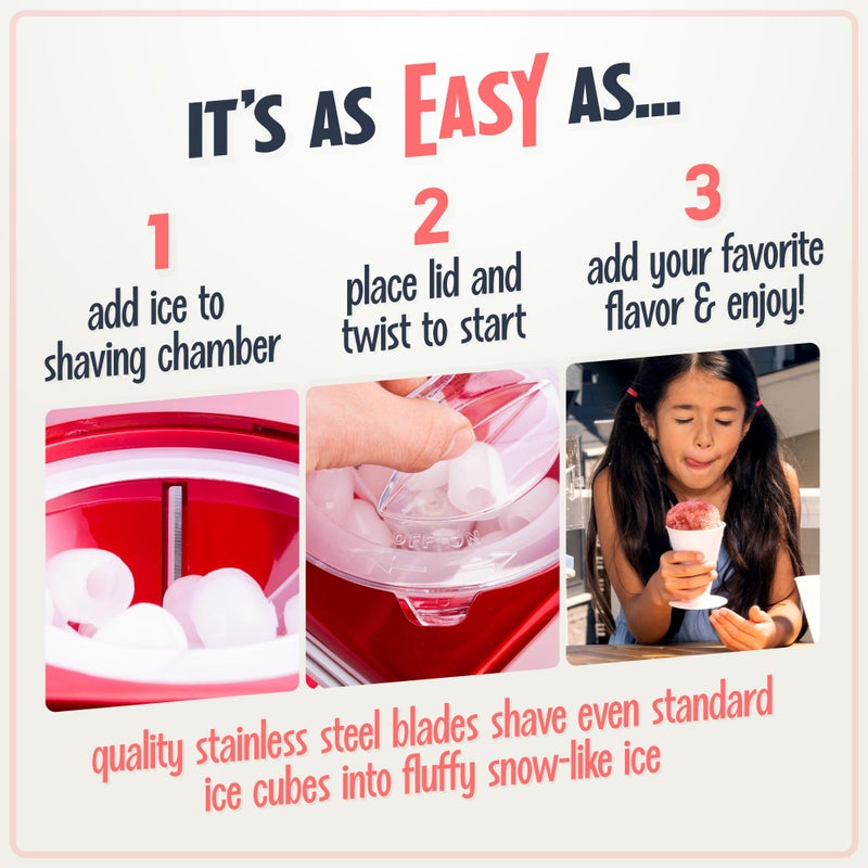 Nostalgia Snow Cone Shaved Ice Machine - Makes 20 Icy Treats - Includes 1 Reusable Plastic Cup - Retro Red - Image 4