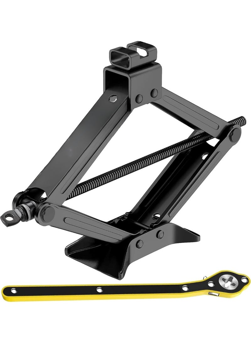 Folding Car Jack – 2 Ton Manual Scissor Jack for Tire Replacement and Multi-Vehicle Use