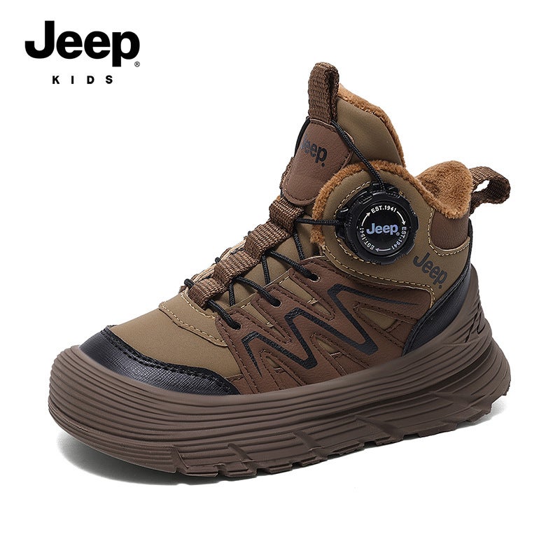 Jeep Boys' Sneakers Girls' Winter Fleece-Lined Cold-Proof Children'S Shoes Double Cotton Shoes Model Children'S Basketball Shoes - Image 1