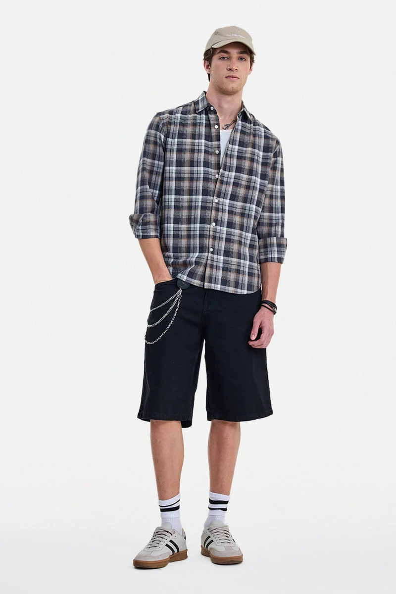 SNITCH Grey Checkered Long Sleeve Regular Fit Shirt