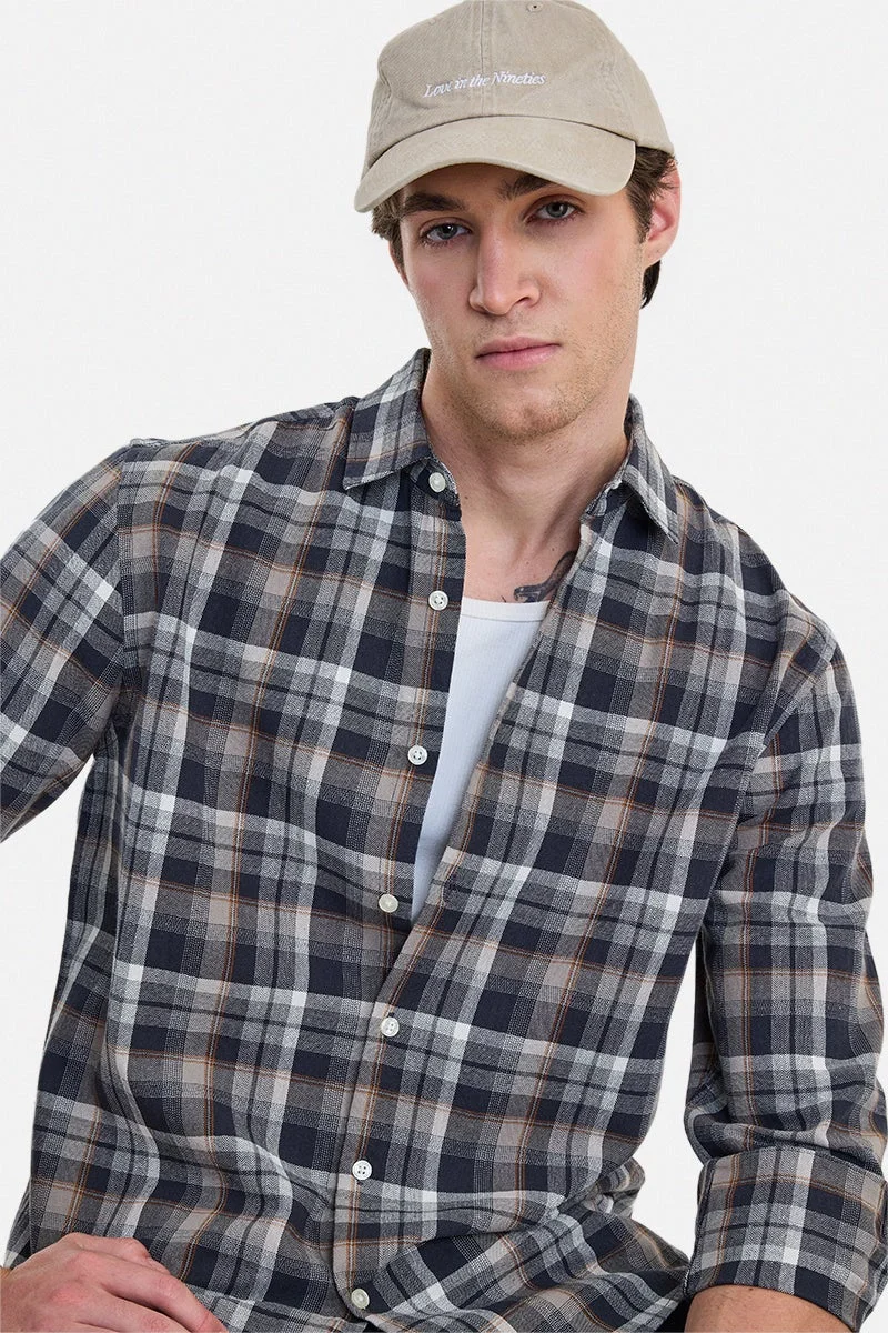 SNITCH Grey Checkered Long Sleeve Regular Fit Shirt