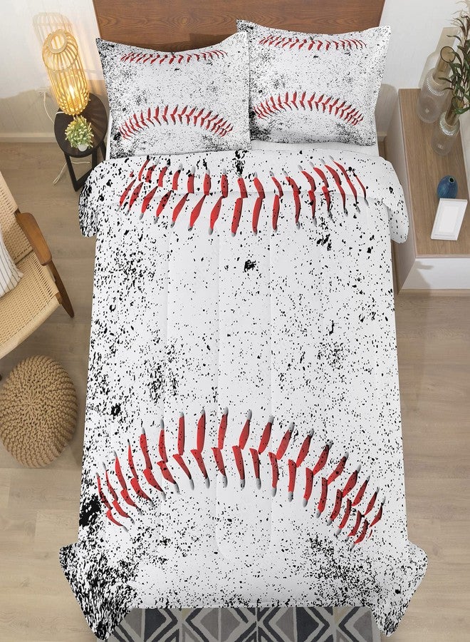 NINENINE Baseball Comforter Sets,Boys Bedding Full Size,Full Size Comforter Sets for Boys,Sports Bedding for Boys,White Comforter Set with 1 Comforter 2Pillowcases - Image 2