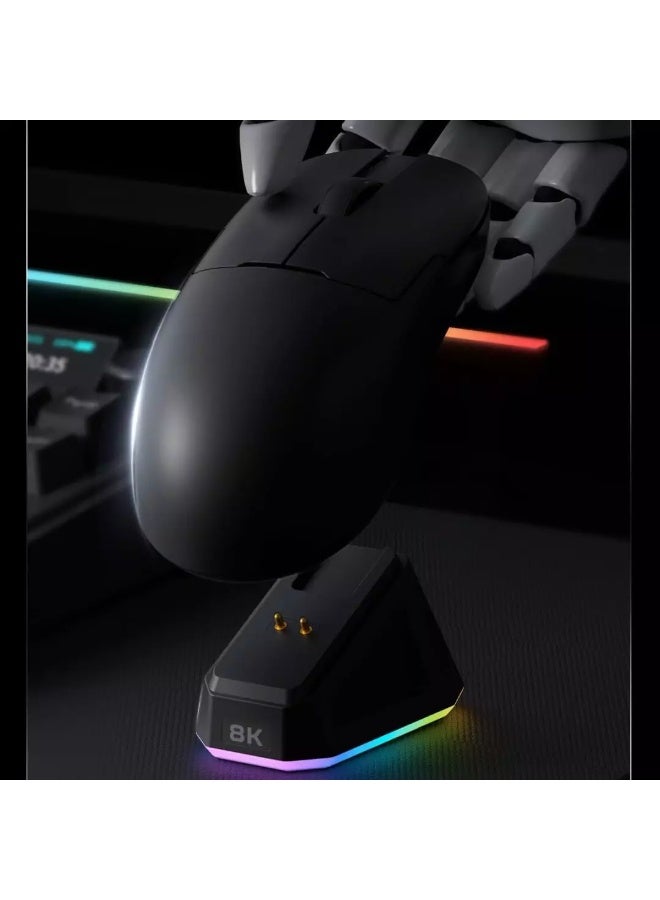 إيه جاز ماوس ألعاب AJ159 PRO 8Khz Bluetooth/2.4G/Wired 56G مع قاعدة شحن مغناطيسية، مستشعر PAW3395 26KDPI، Huanuo 100 Million Click، وسادة قدم 100% ETFE وجهاز استقبال 8Khz - Image 2