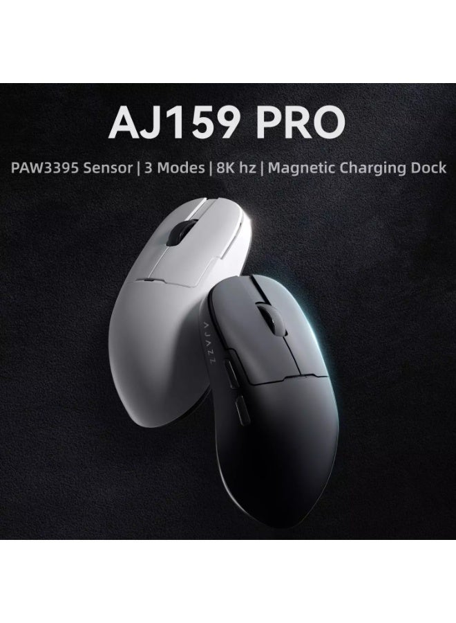 إيه جاز ماوس ألعاب AJ159 PRO 8Khz Bluetooth/2.4G/Wired 56G مع قاعدة شحن مغناطيسية، مستشعر PAW3395 26KDPI، Huanuo 100 Million Click، وسادة قدم 100% ETFE وجهاز استقبال 8Khz - Image 4
