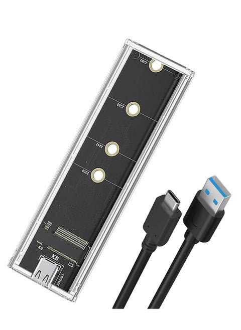 M.2 SSD Enclosure NVMe To USB-C 3.1 Gen2 External Toolless Transparent Caddy With RGB LED Lights For 2230 2240 2280 M2 Drives 10Gbps High-Speed Data Transfer