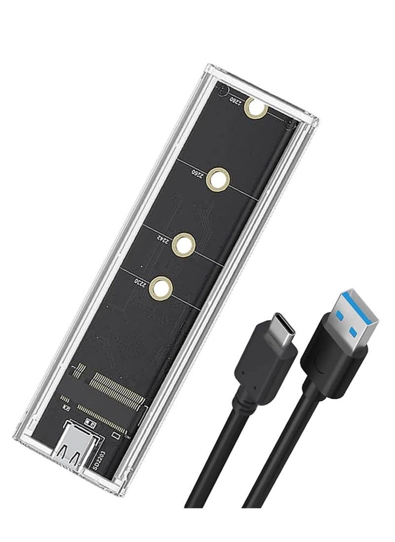 M.2 SSD Enclosure NVMe To USB-C 3.1 Gen2 External Toolless Transparent Caddy With RGB LED Lights For 2230 2240 2280 M2 Drives 10Gbps High-Speed Data Transfer