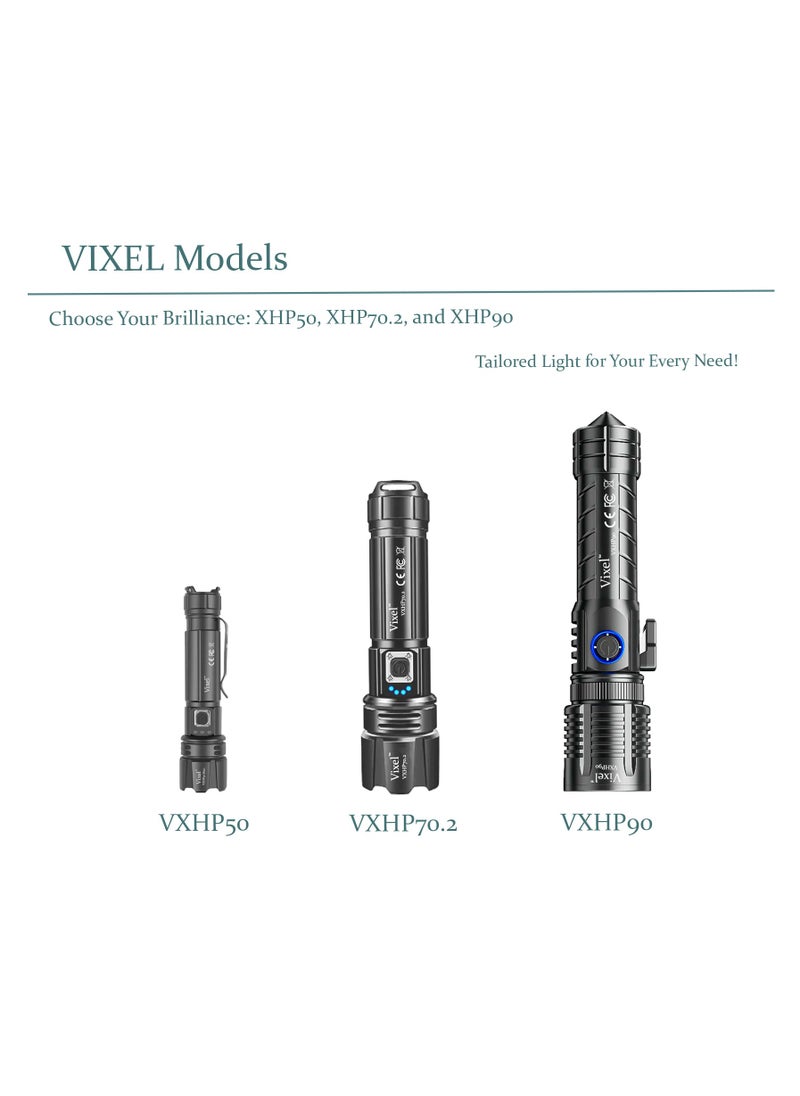 Vixel - VIXEL VXHP90 Super Bright Rechargeable Tactical Flashlight with Window Breaking and Rope Cutting for Emergency Outdoor Camping Hiking Exploration - Image 1