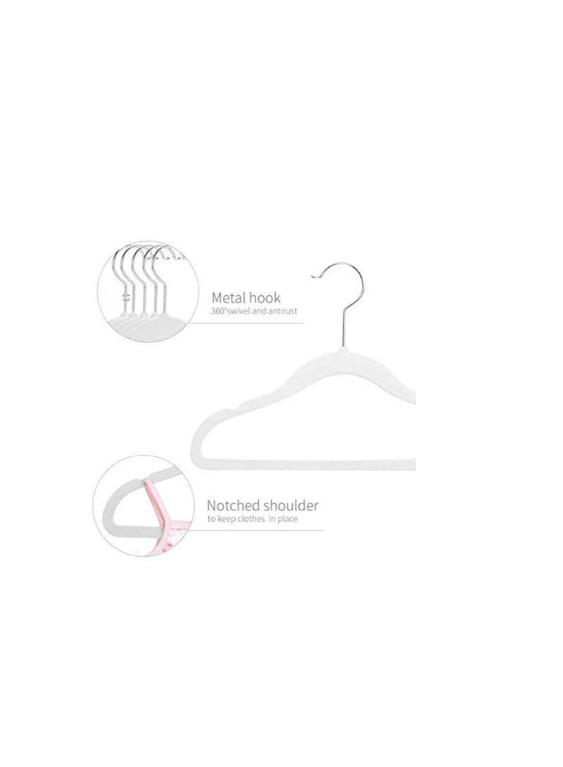 Red Dot Gift Red Dot Gift 30-Pack Baby Velvet Hangers 11Inch/28cm - Nursery Clothes Hangers Non Slip Toddler Hangers, 360 Chrome Swivel Hook (White, 30)  - Image 2