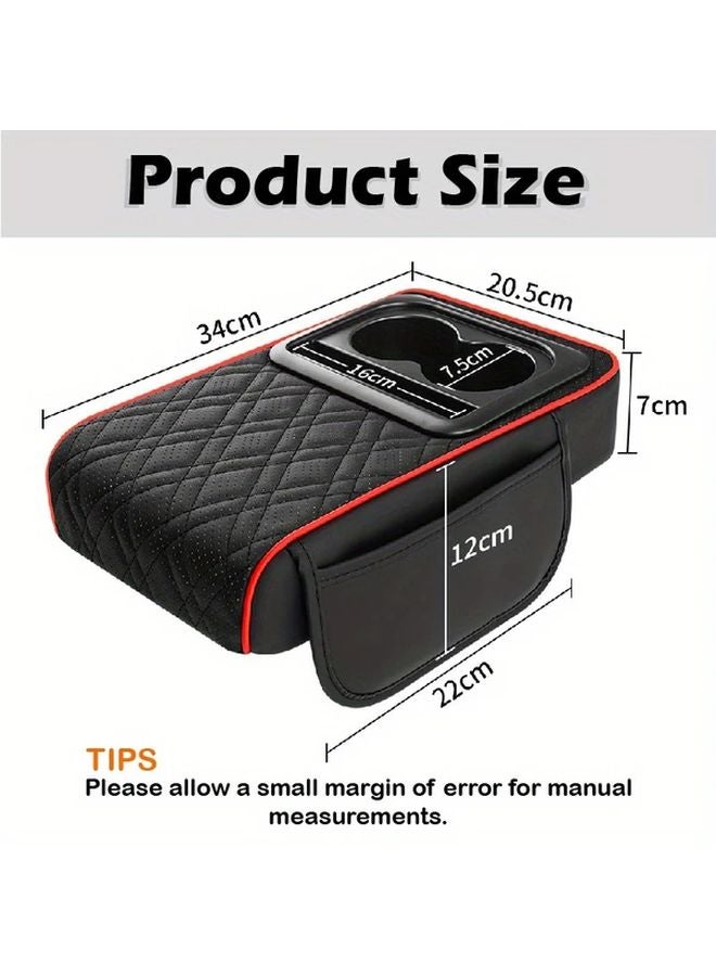 Luxury Faux Leather Car Center Console Armrest Cushion With Side Pockets - Image 3