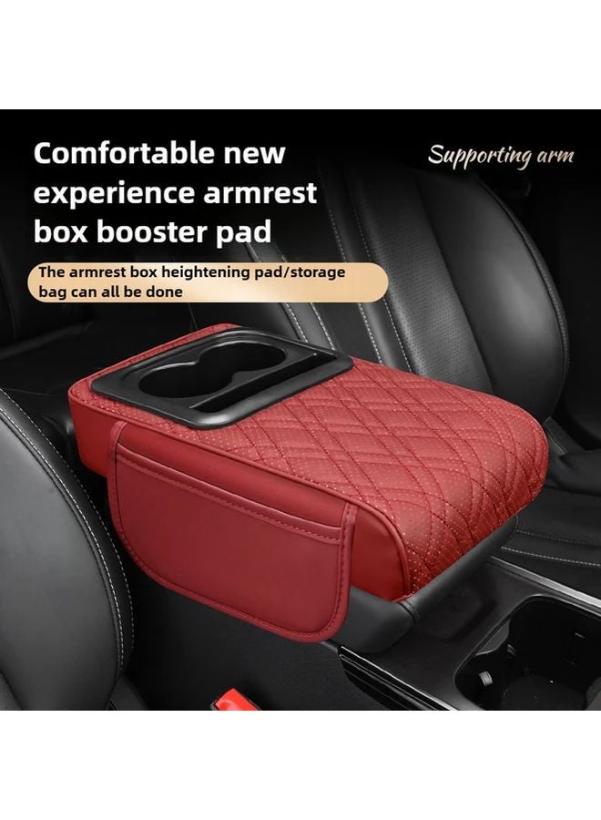 Luxury Faux Leather Car Center Console Armrest Cushion With Side Pockets - Image 5