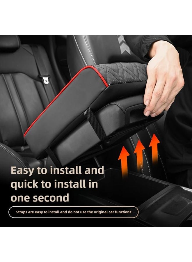 Luxury Faux Leather Car Center Console Armrest Cushion With Side Pockets - Image 4
