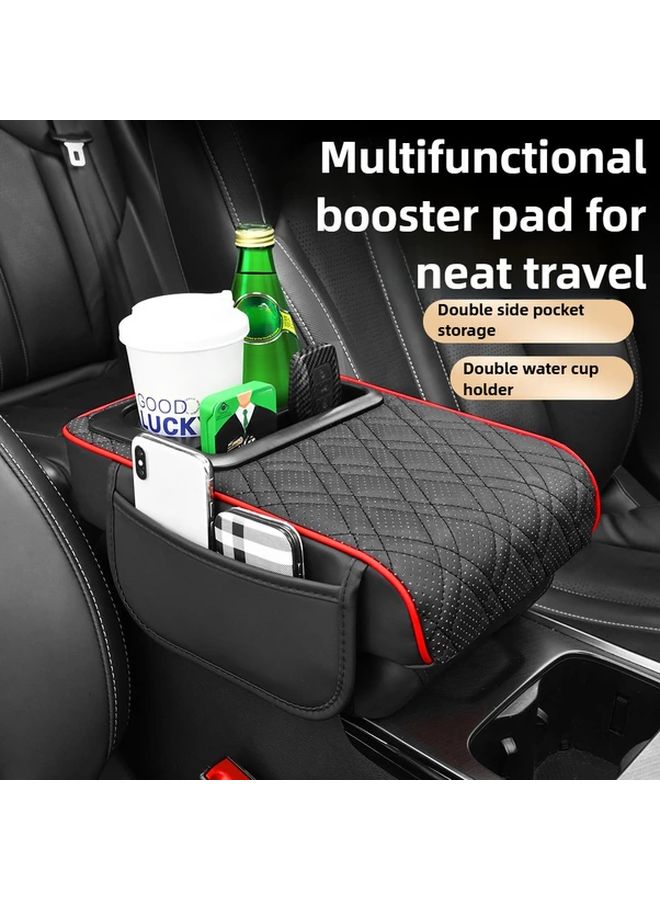 Luxury Faux Leather Car Center Console Armrest Cushion With Side Pockets - Image 2