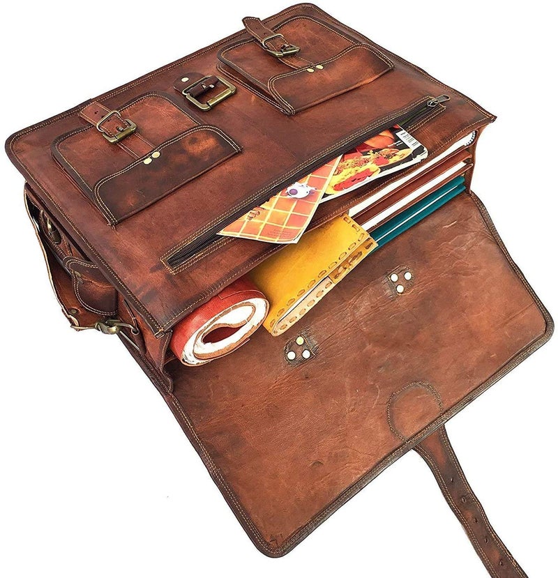 cuero DHK 14 Inch Vintage Handmade Leather Messenger Bag for Laptop Briefcase Best Computer Satchel Distressed Bag - Image 4