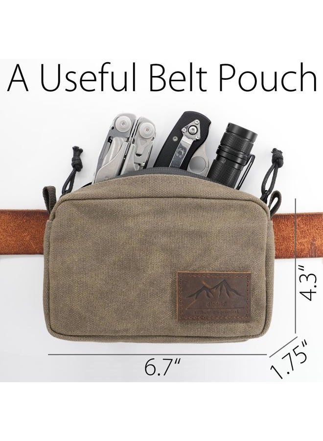 diodrio Belt Pouch for Men Women YKK Zippers EDC Pouch, Belt Bag Waist Pack for Traveling, Hiking, Outdoors, Water Resistant, Heavy Duty Waxed Canvas, Olive - Image 2