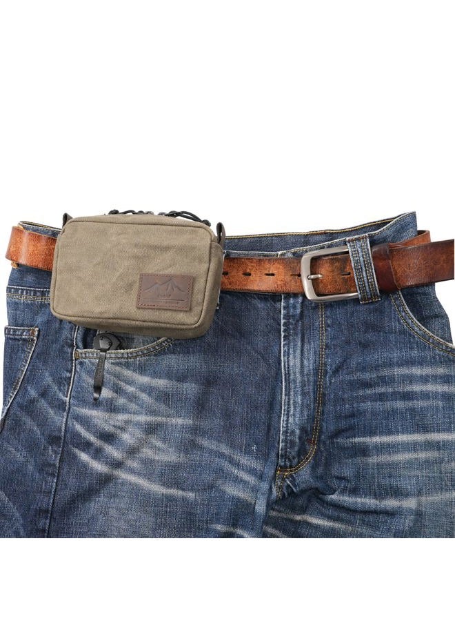 diodrio Belt Pouch for Men Women YKK Zippers EDC Pouch, Belt Bag Waist Pack for Traveling, Hiking, Outdoors, Water Resistant, Heavy Duty Waxed Canvas, Olive - Image 1