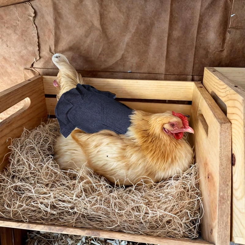 BuleVina 3PCS Chicken Overalls Saddles Hen Jacket Apron with Elastic Strap Poultry, Wing Feather Protector Hen Care Supplies Chicken Dress Denim Clothes Vest Harnesses for Duck Geese - Image 4