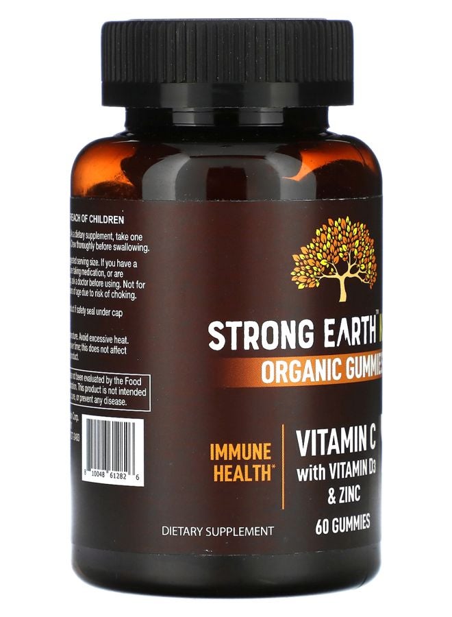 YumVs Strong Earth Kids Organic Gummies Vitamin C with Vitamin D3 & Zinc Mandarin & Orange 60 Gummies - Image 2