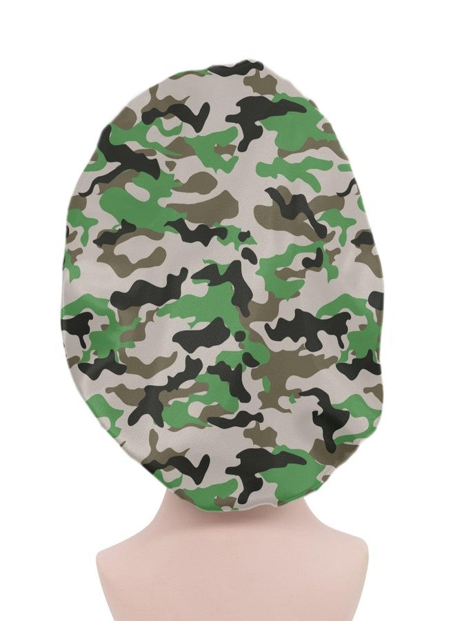 Babrukda Women Satin Bonnet, Men Double Layer Sleep Cap Camo Print Stylish Sleeping Beanie Hat Elastic Band for Haircare, Curly Natural Long Hair Cap - Image 1