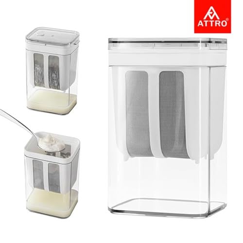 ATTRO Greek Yogurt & Curd Maker Fine Mesh Strainer with Lid Multifunctional Whey Separator for Homemade Yogurt, Curd, Cheese, Hung Curd & More – Easy to Use & Clean- White- 1100ml - Image 5