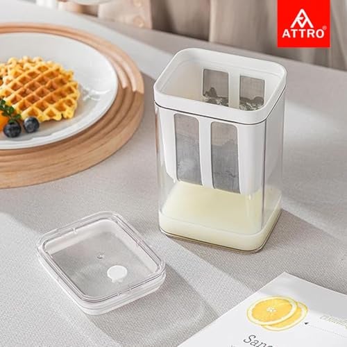 ATTRO Greek Yogurt & Curd Maker Fine Mesh Strainer with Lid Multifunctional Whey Separator for Homemade Yogurt, Curd, Cheese, Hung Curd & More – Easy to Use & Clean- White- 1100ml - Image 4