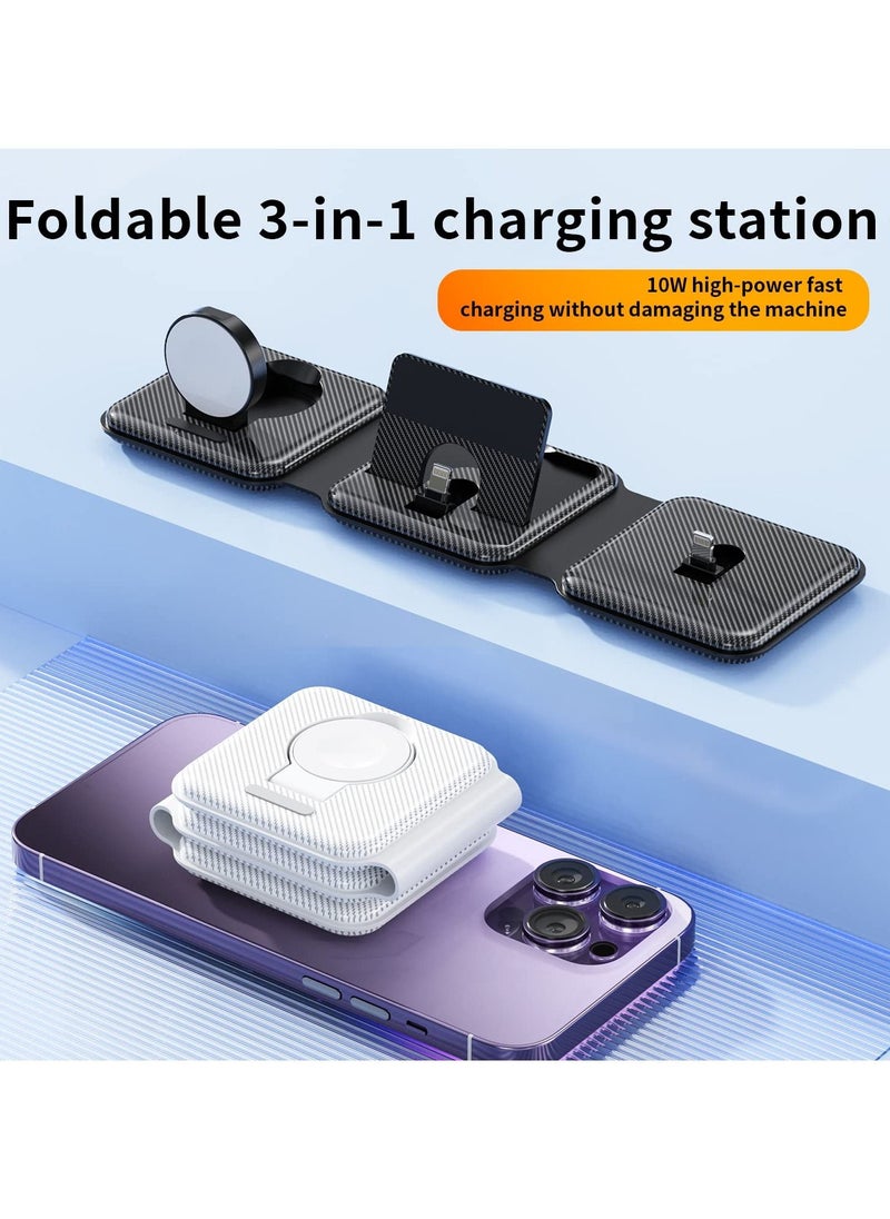 SYOSI - Foldable 3 in 1 Charging Station, Protable Travel Charger Dock Stand for iPhone Multiple Devices, 10W Fast Charging Pad for iPhone 14 Pro Max/13/12/11/X, For Airpods, For Apple Watch 8/Ultra/7/6/SE/5 - Image 1