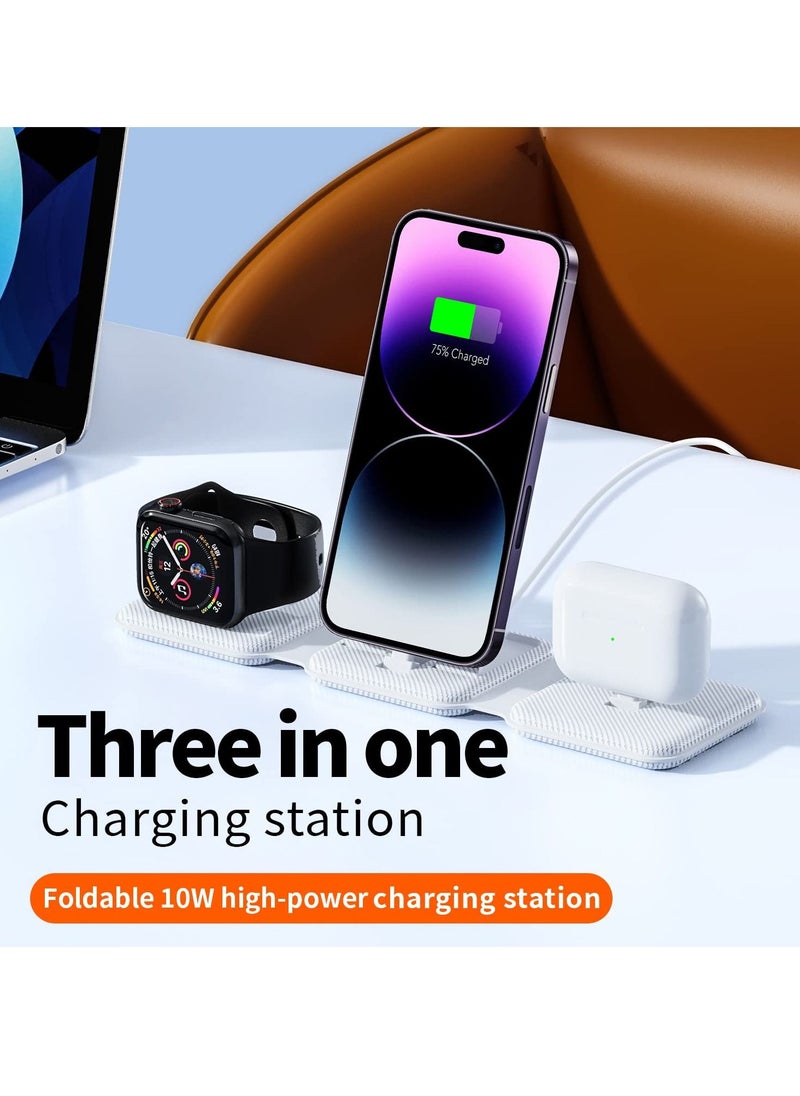 SYOSI - Foldable 3 in 1 Charging Station, Protable Travel Charger Dock Stand for iPhone Multiple Devices, 10W Fast Charging Pad for iPhone 14 Pro Max/13/12/11/X, For Airpods, For Apple Watch 8/Ultra/7/6/SE/5 - Image 1