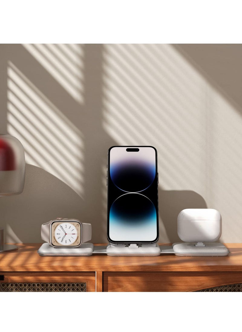 SYOSI - Foldable 3 in 1 Charging Station, Protable Travel Charger Dock Stand for iPhone Multiple Devices, 10W Fast Charging Pad for iPhone 14 Pro Max/13/12/11/X, For Airpods, For Apple Watch 8/Ultra/7/6/SE/5 - Image 1