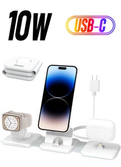 Foldable 3 in 1 Charging Station, Protable Travel Charger Dock Stand for iPhone Multiple Devices, 10W Fast Charging Pad for iPhone 14 Pro Max/13/12/11/X, For Airpods, For Apple Watch 8/Ultra/7/6/SE/5