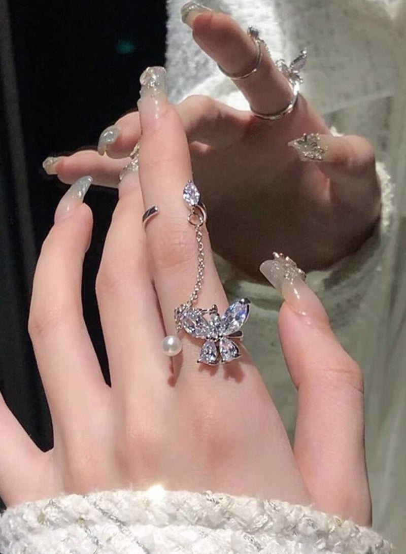 إيكوال خاتم نسائي أنيق باللون الفضي بمقاس موحد - Image 2