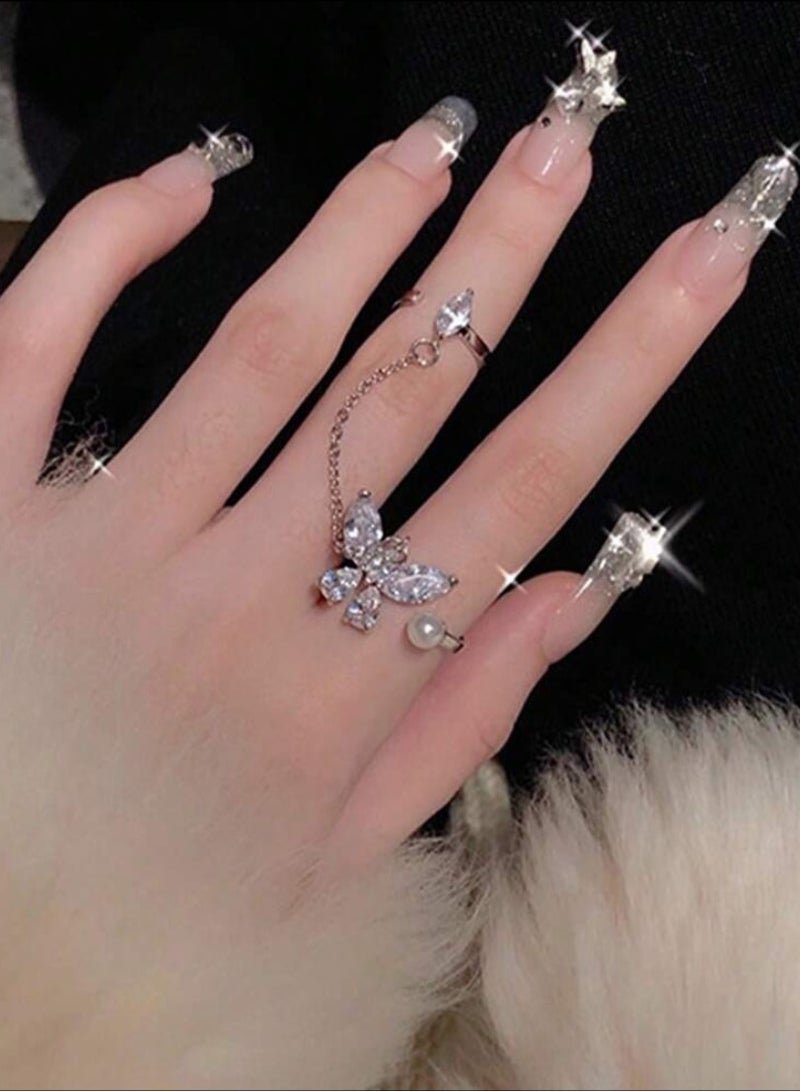 إيكوال خاتم نسائي أنيق باللون الفضي بمقاس موحد - Image 1